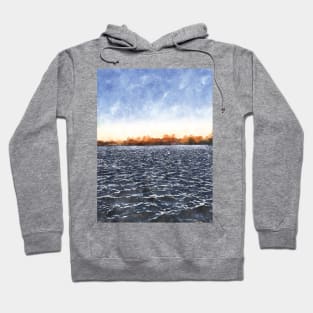 Minimal Monochrome Autumn Coastal Breeze Mid Century Modern Watercolor Painting Hoodie